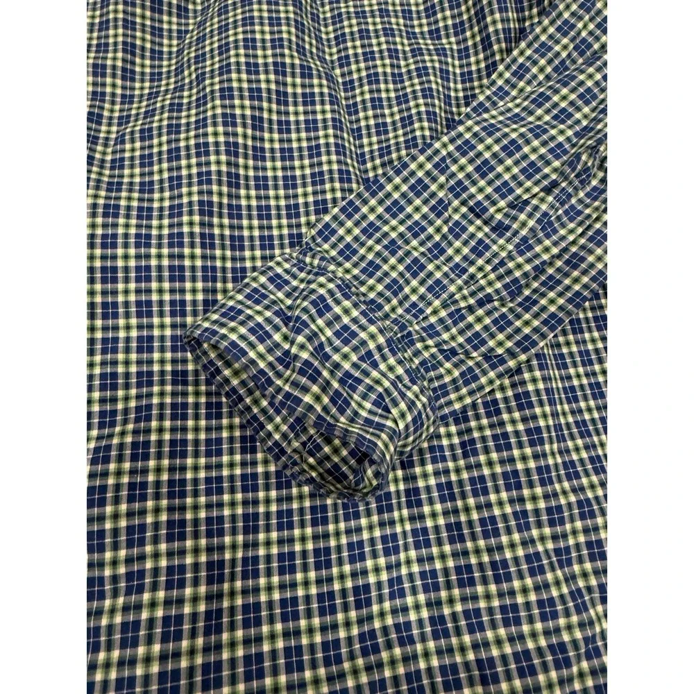 Ralph Lauren Polo Shirt Mens Medium Classic Fit Pony Long Sleeve Green BluePlaid